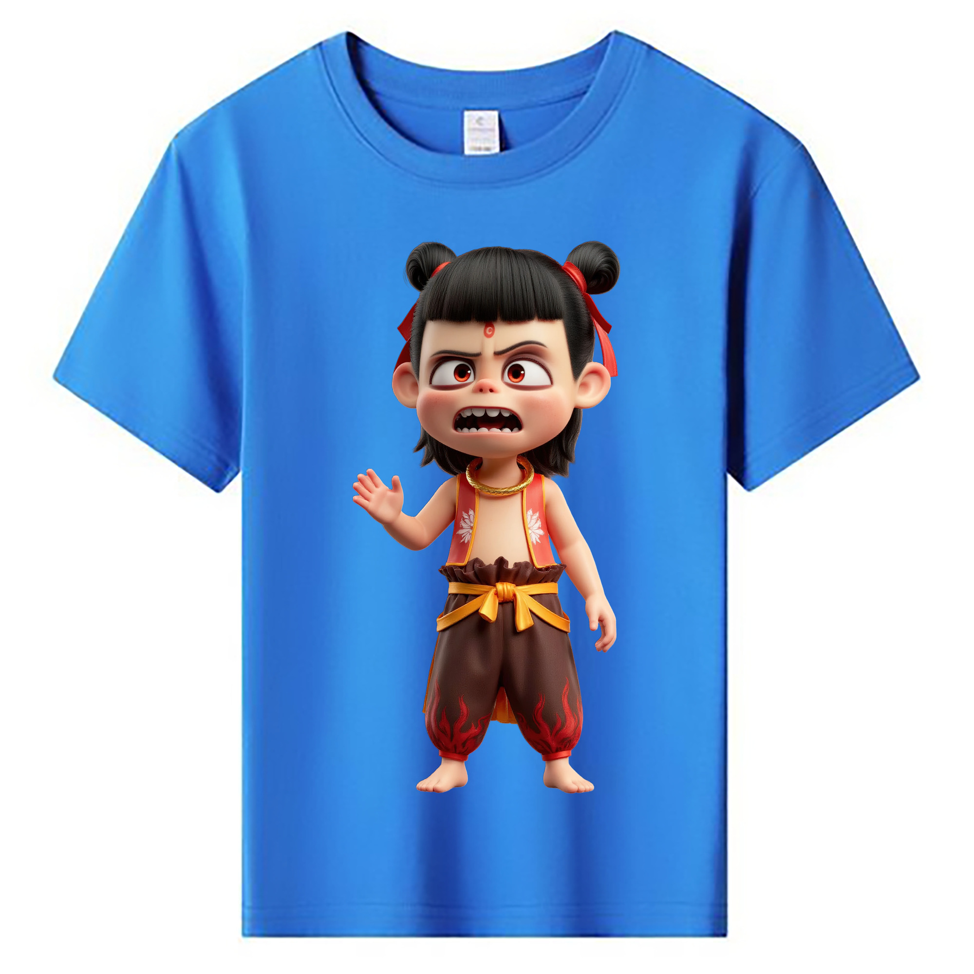 （画像用） Ne Zha 2 ナタ 魔童の大暴れ 綿100％キッズTシャツ（フロントプリント）
